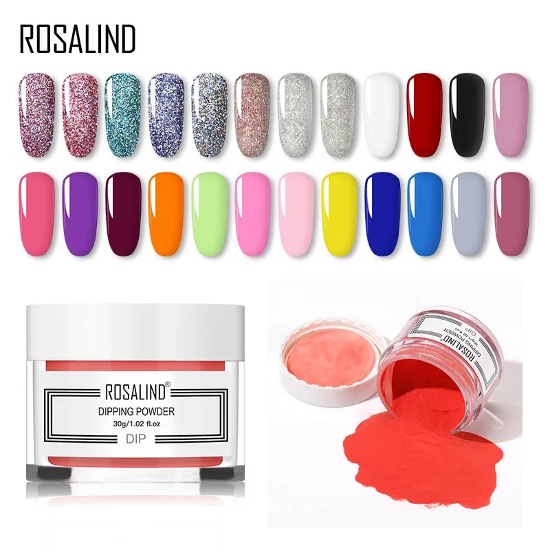 ROSALIND 30g Nail Glitter Holographic Dipping Powder Set 24 Color Art Design All for Manicure Natural Dry Without Lamp Cure | Красота и