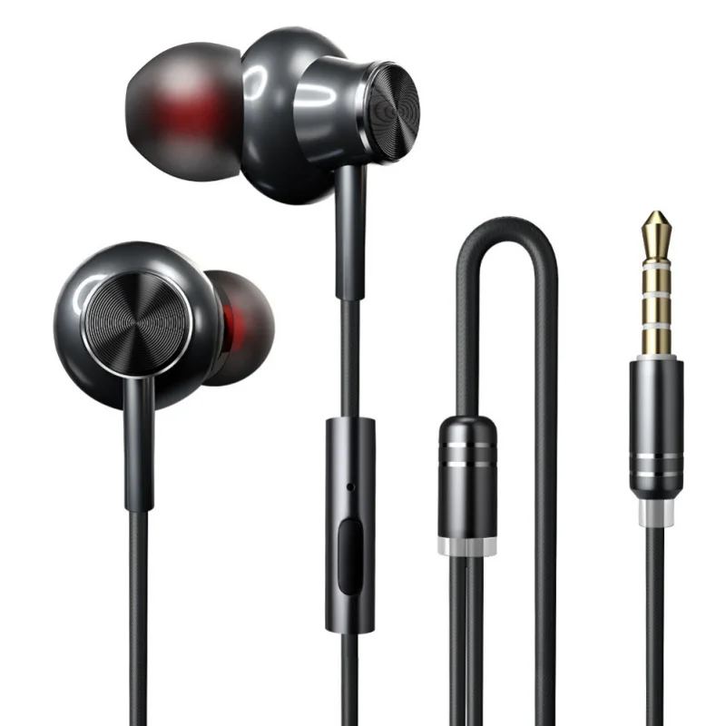 Серый 3,5 мм тяжелый бас HiFi проводные наушники в ухо шумоподавление наушники для ПК ноутбук телефон - Цвет: Серый