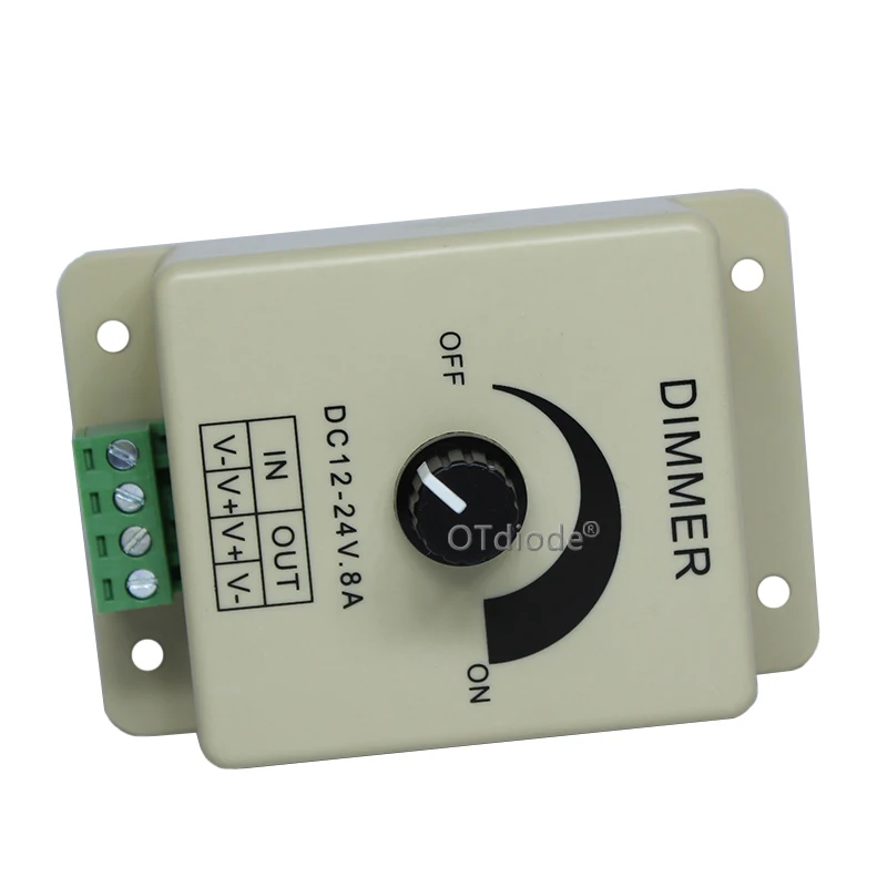 12V 24V LED Dimmer Switch 8A Voltage Regulator Adjustable Controller for LED Strip Light Lamp