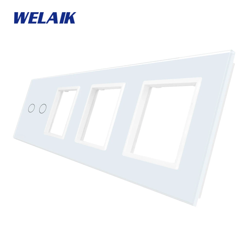 

WELAIK-1 Brand Free Shipping EU 4Frame 2Gang+3Square hole Glass Panel Crystal Glass Panel Only Not Touch Switch A492888W1