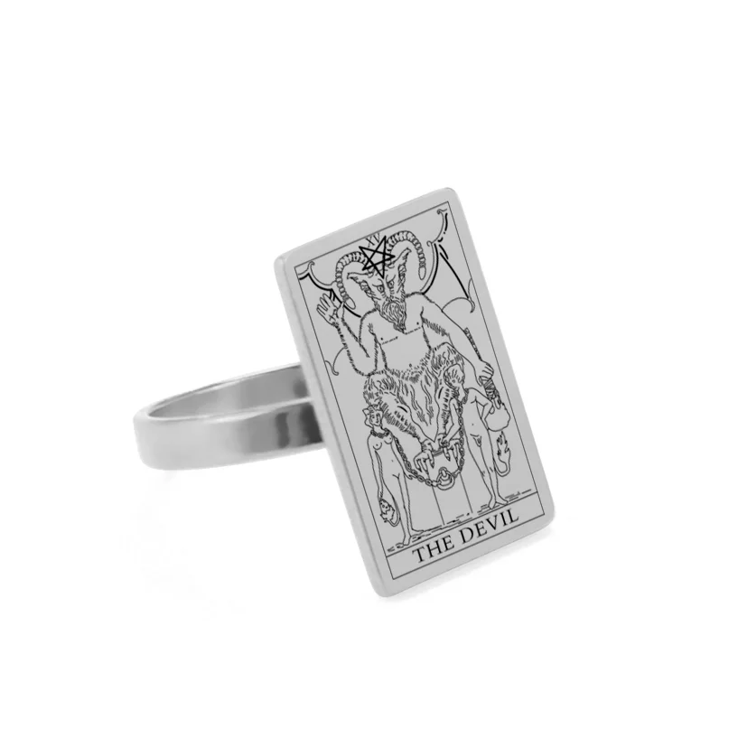 Dawapara Gold-Tone Tarot Card Stainless Steel Vintage Ring for Women - Major Arcana Inspired Jewelry