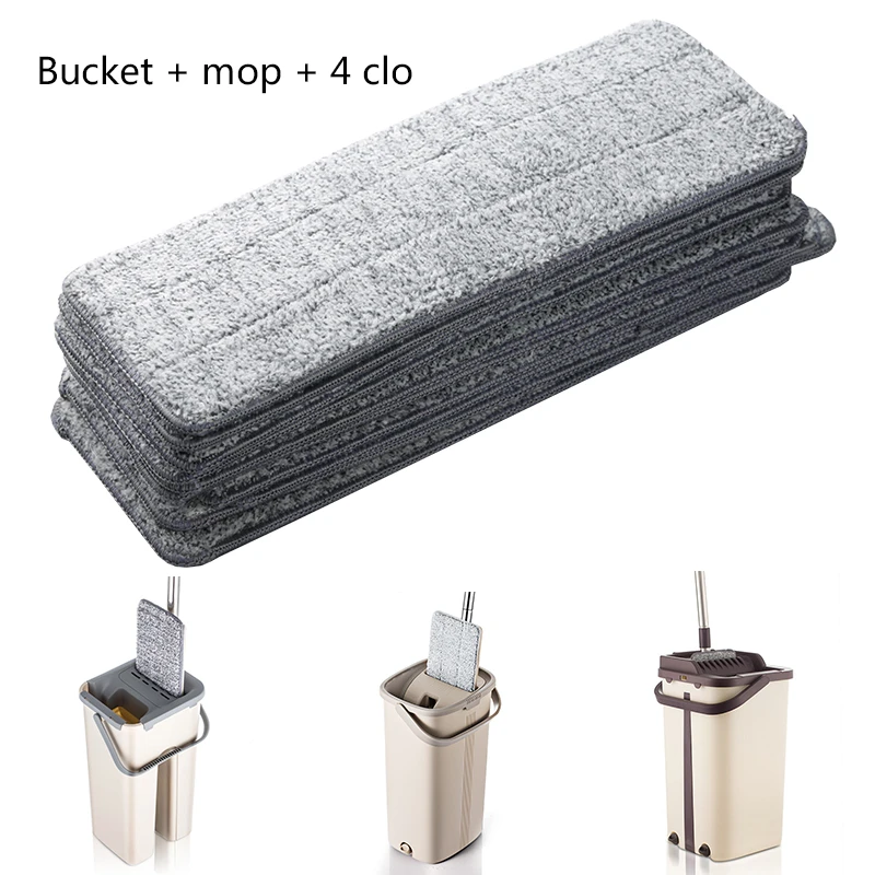 Bucket mop 4 clo Спрей Волшебная Автоматическая отжимная Швабра Избегайте мытья рук ультратонкая ткань для уборки домашнего кухонного деревянного пола ленивая Швабра - Цвет: Bucket mop 4 clo