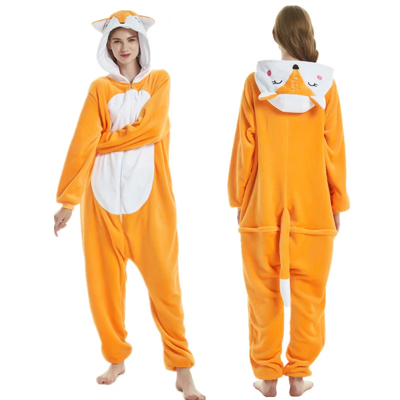 Кигуруми пижамы женские пижамы единорог аниме панда Onesie Пикачу костюм пижамы для взрослых Кигуруми комбинезоны единорог пижамы - Цвет: Fox