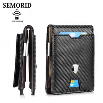 

SEMORID 2020 New RFID Blocking Carbon Fiber Credit Card Holder Men's Minimalist card holder coin purse