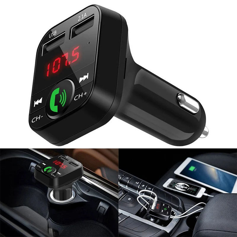 Автомобильный комплект громкой связи беспроводной Bluetooth fm-передатчик радио адаптер MP3 плеер 2.1A двойной USB быстрое зарядное устройство автомобильные аксессуары