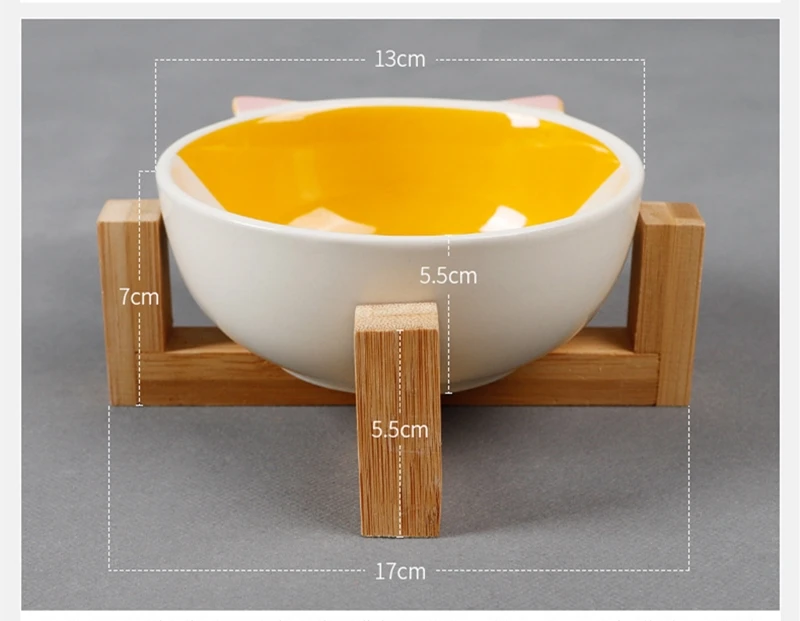 Миска для домашних животных, собака, кошка, кормушка для воды, щенок, керамическая миска для питья, миска с деревянной стойкой, столовые приборы в форме котов для домашних животных