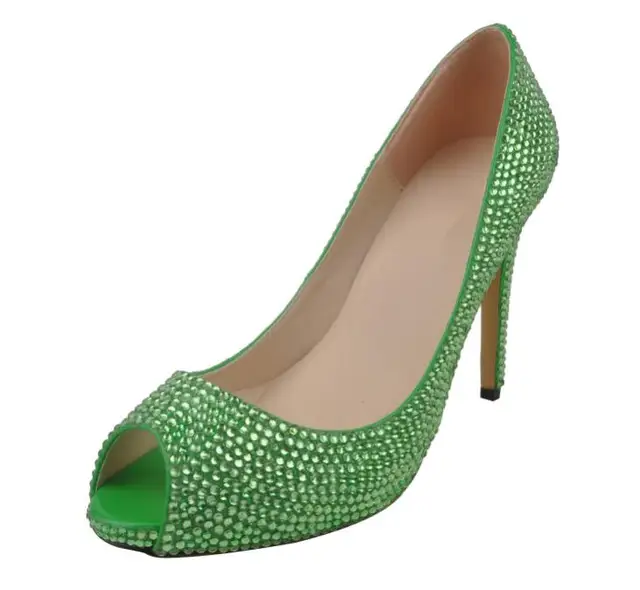 Women's Rhinestone Low Heel Pointed Toe Bridesmaid Shoes