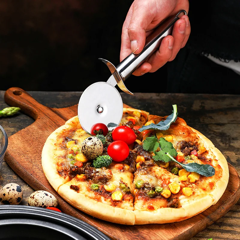 Stainless Steel Pizza Cutter Pizza Wheel Slicer Cake Bread Pies Round Knife Kitchen Tools Baking Cutting Tools pizza cutter cake cutter pizza knife