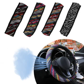 

Universal Car Elastic Linen Steering Wheel Cover Ethnic Style Car Steering-wheel Covers Auto Decoration Car Accessories