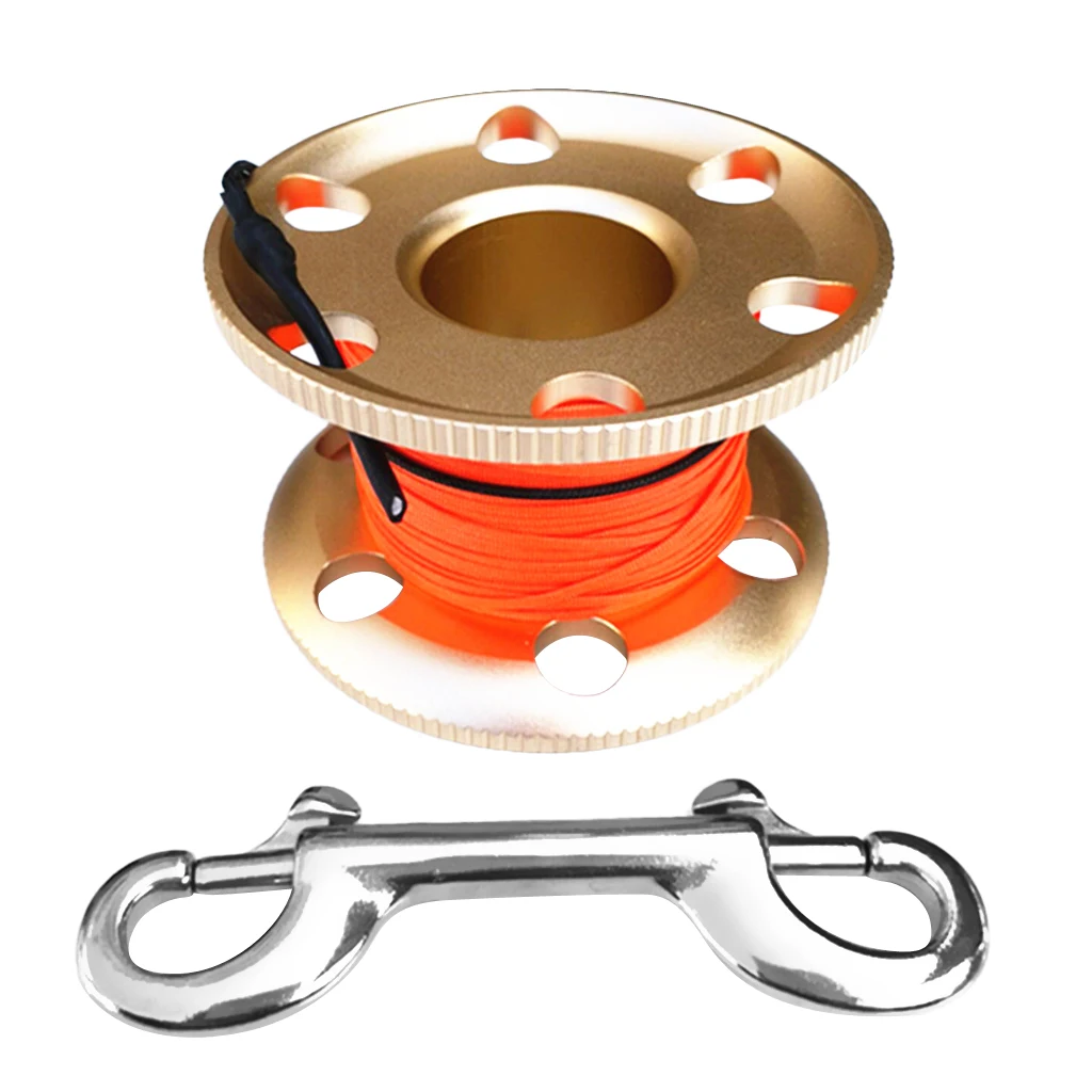 MagiDeal Professional Aluminum Alloy Finger Spool Reel & 30m Line Double End Bolt Snap for Underwater Scuba Diving Applications | Спорт и