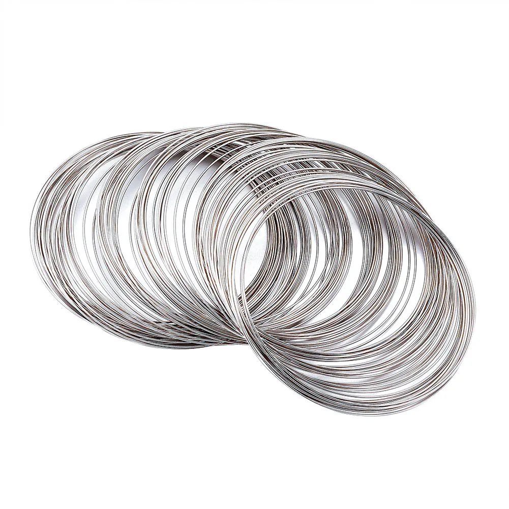 

100 Loops 0.5mm Platinum Memory Wire Beading Steel Wire for DIY Jewelry Findings Bangle Bracelet Necklace Choker Making 65mm