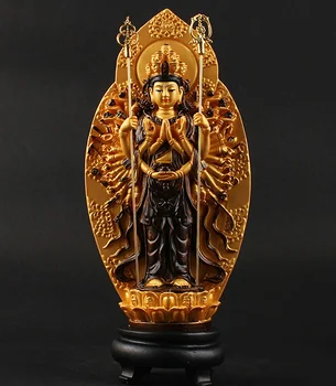 

Chinese Tibetan Buddhism Resin Gild 1000 Arms Kwan-yin Goddess Guan Yin Statue