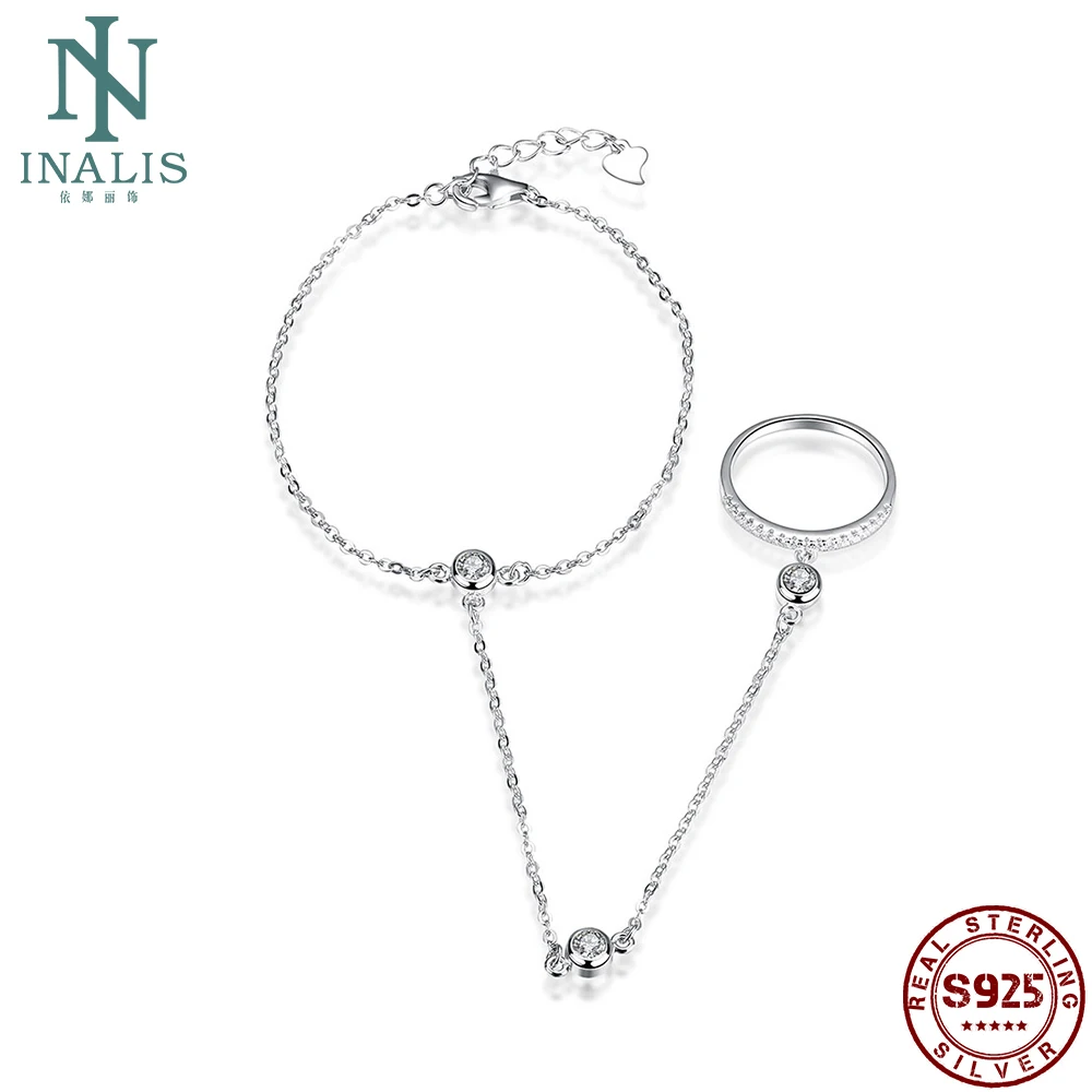 INALIS S925 браслет из серебра и с кубического циркония ручной палец браслеты