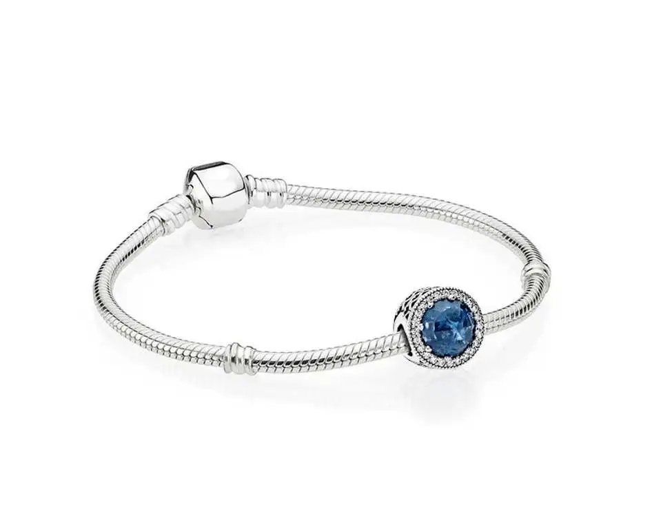 

Kaliyah Store High Quality 1:1 100% 925 Pure Silver Blue Diamond Snake Bone Bracelet Gift First Choice Free Of Charge