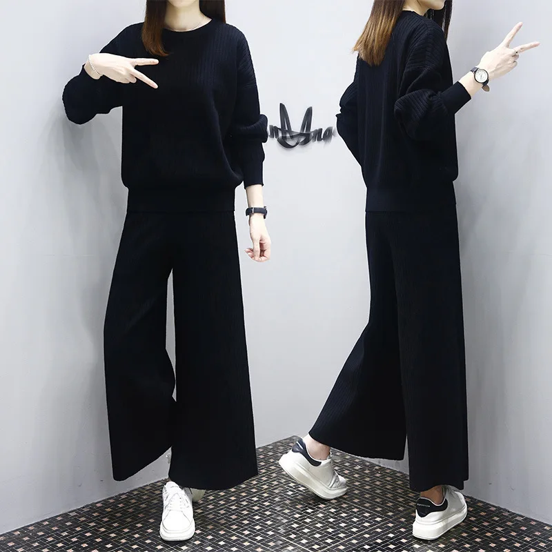 

Large Size Dress Autumn And Winter New Style Large GIRL'S Cover Belly 200 Loose-Fit Slimming Loose Pants Casual Two-Piece Set