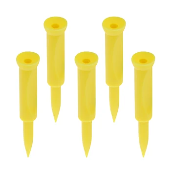 

Set of 5 Plastic Step Down Golf Tees 70mm Castle Tee Height Control Yellow