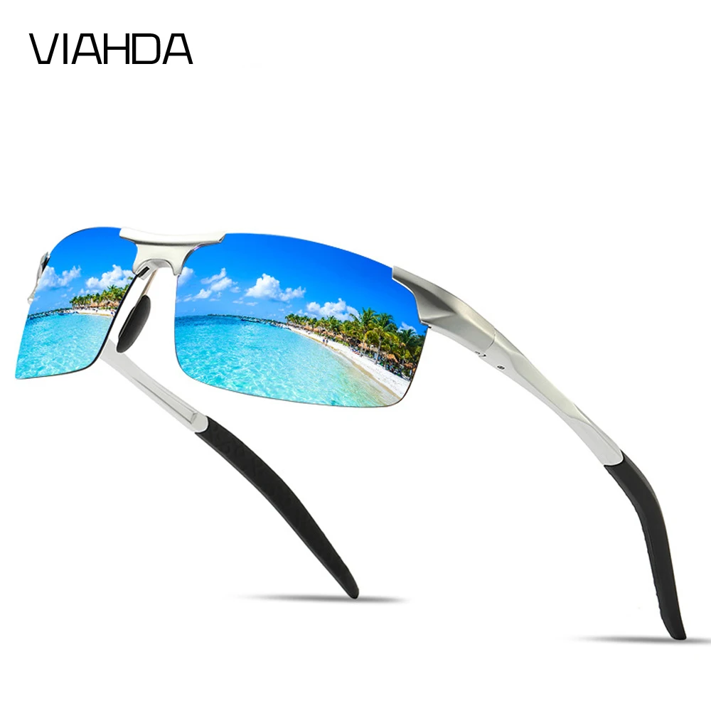VIAHDA Classic Designer Polarized Retro Big Brand Men's Sun Glasses Driving Fishing Men gafas de sol hombre