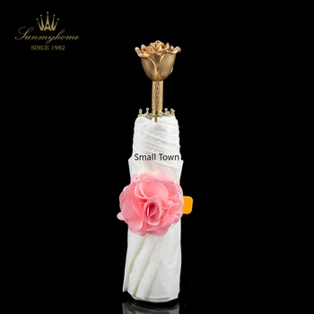 

Rose gift sun umbrella Female sun protection Anti-UV fold Parasol Creative rain umbrella clear umbrella