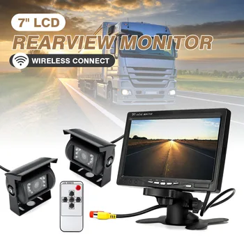 

7'' Waterproof Wireless Car Monitor TFT LCD Car Rear View Camera Night Vision Reversing With 1/2 Rear Camera for Bus RV Trailer