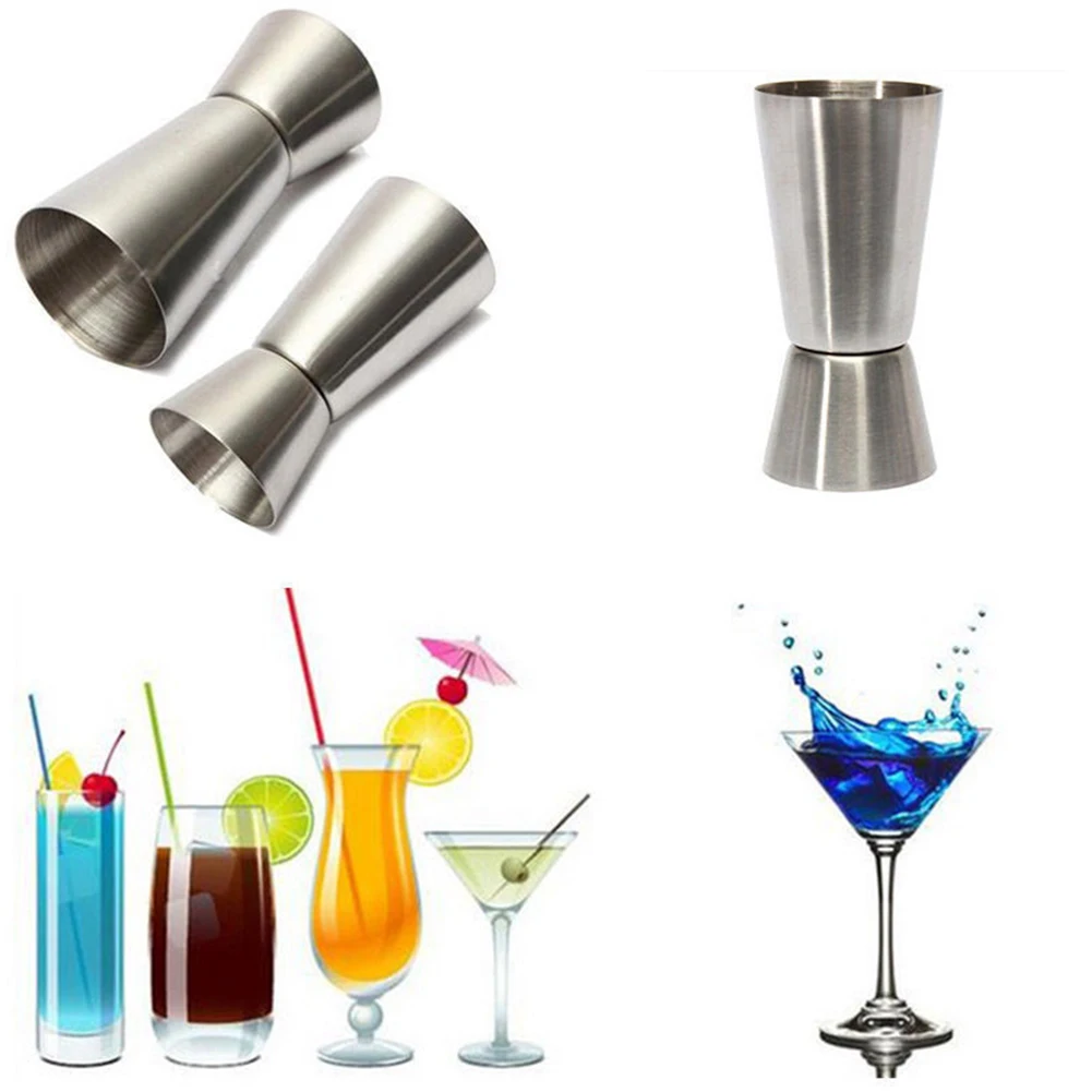 

25ml 50ml Bar Measuring Cup Silver Double Cocktail Shot Multipurpose Stainless Steel Mini