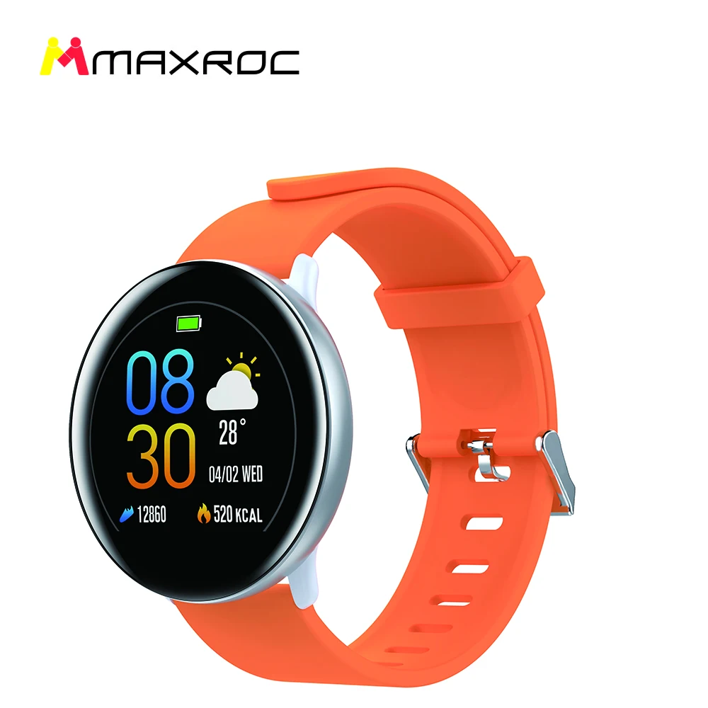 MAXROC SN59 Смарт-часы для Andriod IOS 1,22 ''ips полный сенсорный экран IP68 Водонепроницаемый мониторинг сердечного ритма несколько видов спорта - Цвет: Silver-orange