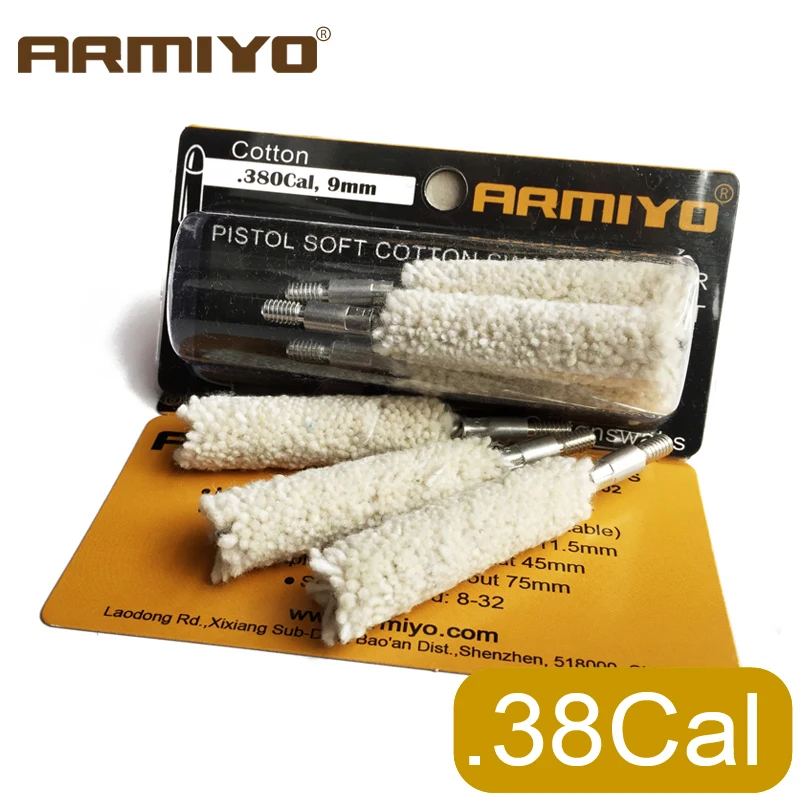 Armiyo Cotton .38Cal .35 / .357 Cal Hunting Pistol Rifle Barrel Cleaner Gun Bore Cleaning Swabs