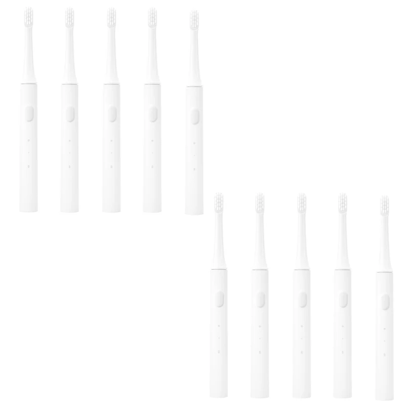 10 pcs white Xiaomi Mijia T100 звуковая электрическая зубная щетка для взрослых Водонепроницаемая ультра звуковая автоматическая зубная щетка перезаряжаемая через USB - Цвет: 10 pcs white