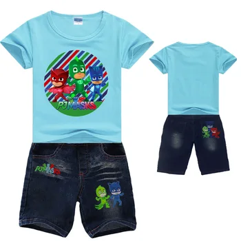 

Pj Masks Costume Cartoon Character Catboy Suit T-shirt Jeans 2 Piece Set Kids Clothes Boys Clothes Shirt Shorts