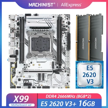 MACHINIST-Conjunto de placa base X99 LGA 2011-3 con procesador Intel Xeon E5 2620 V3, 16G(2x8), DDR4, 2666MHZ, RAM, NVME, M.2, SSD, X99-K9