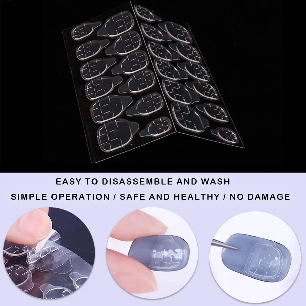Double-Sided Nail Adhesive Stickers Breathable Transparent Bendable Fake Nail Glue for Women and Girls