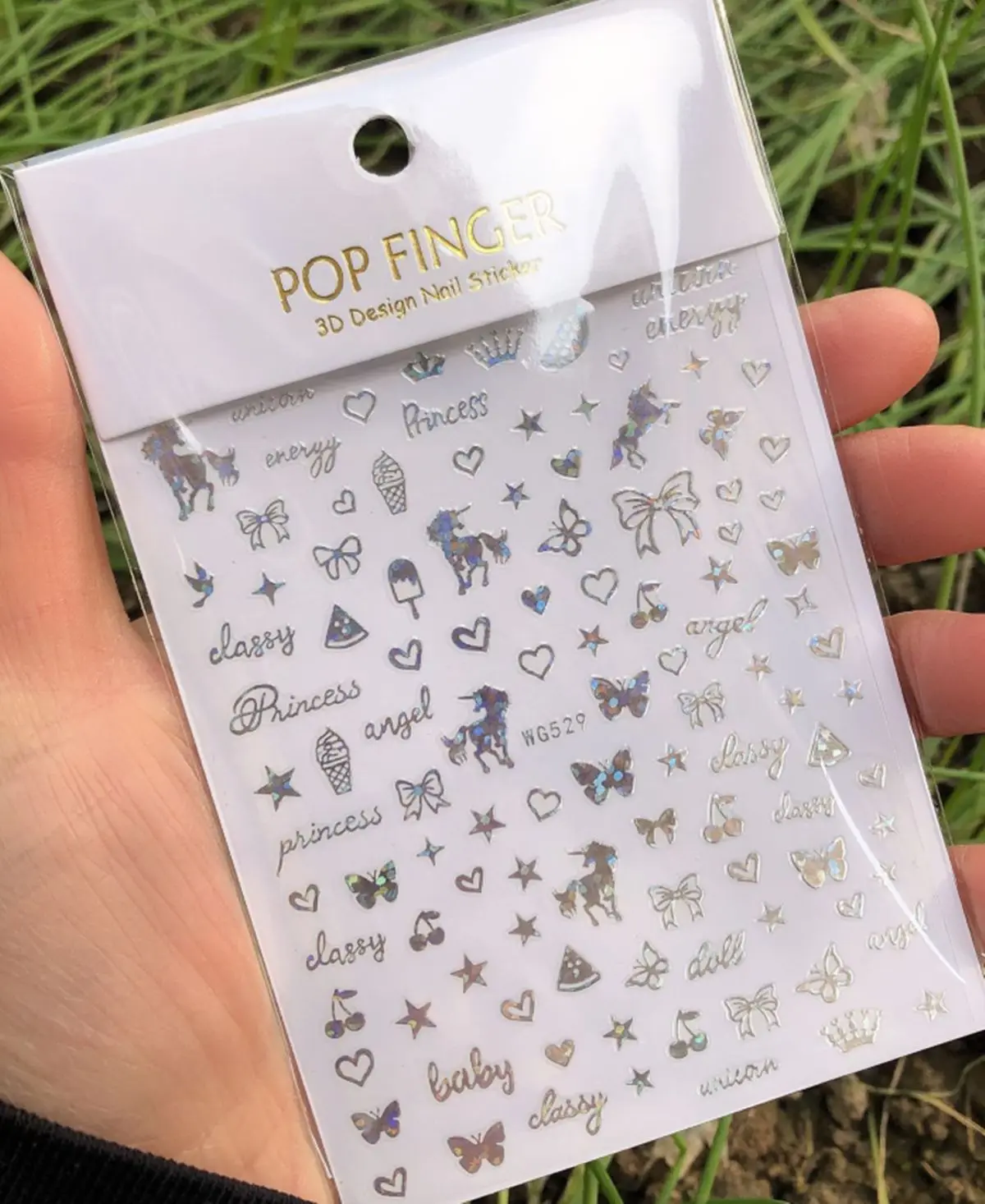1PCS Multi-Color Laser Reflective Alphabet Nail Art Sticker Kit