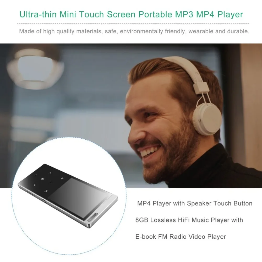 Беспроводной Bluetooth Mp4 плеер с динамиком сенсорная кнопка без потерь Hifi музыкальный плеер с электронной книгой fm-радио видео плеер