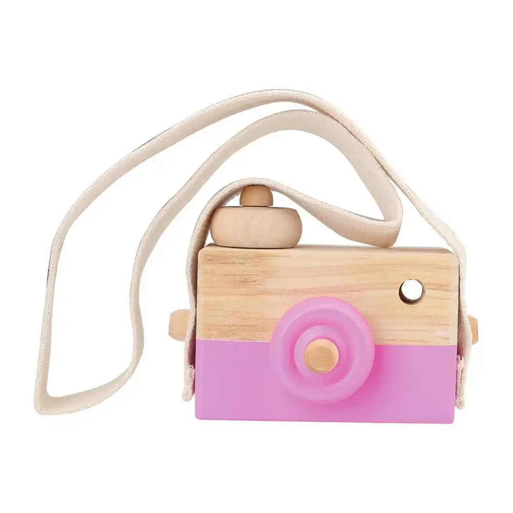 Wooden Mini Camera Toys Children Kids Room Hanging Decor Portable Wood Toy 