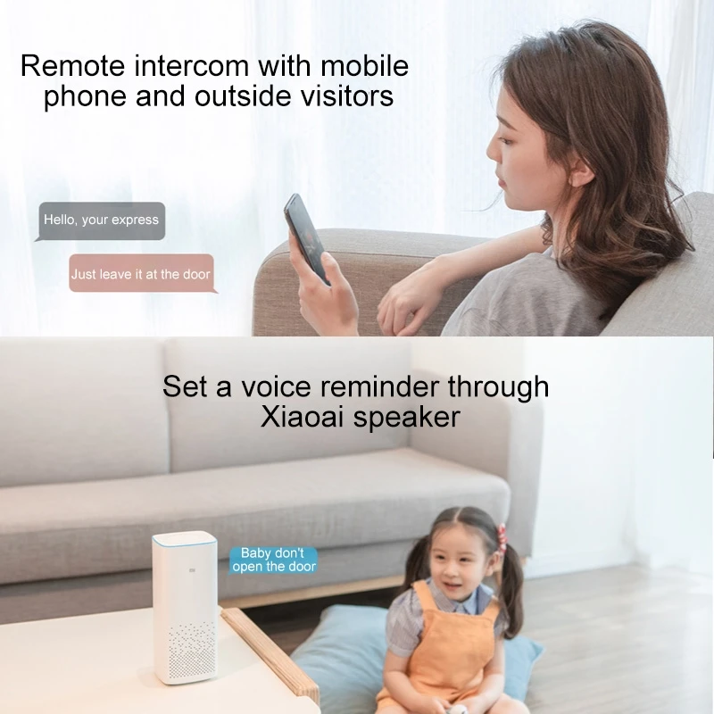 Xiaomi Mijia 1280x720P Смарт видео Визуальный дверной звонок Поддержка инфракрасного ночного видения и изменение голосового домофона и в режиме реального времени