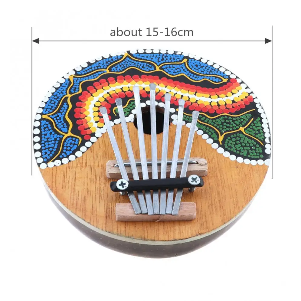 difcuyg5Ozw 7 Key Kalimba Colorful Painted Coconut Shell Finger Thumb Piano Adjustable Screws Musical Instrument Random Pattern 