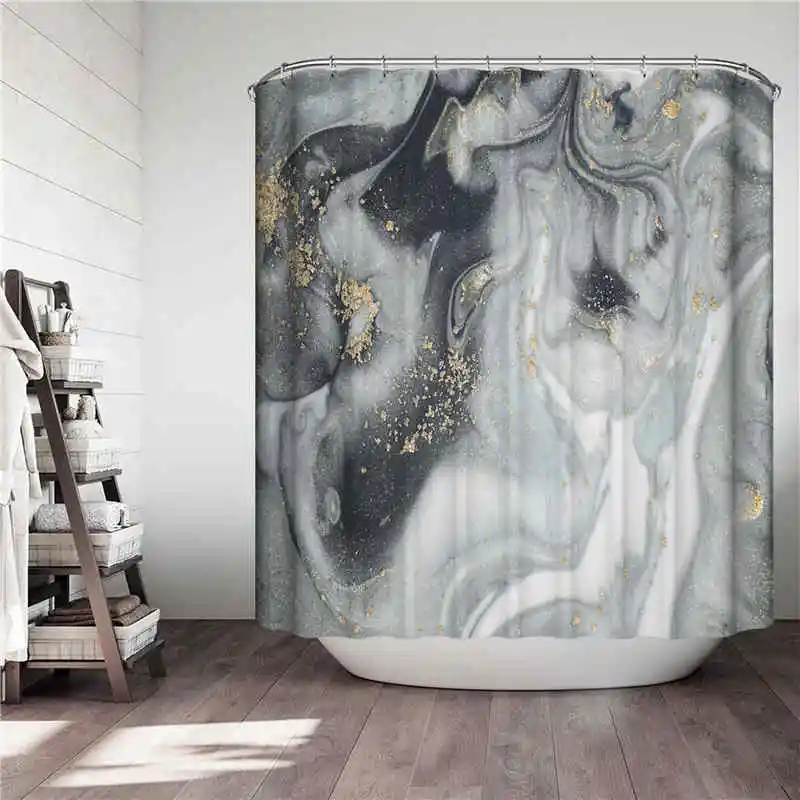 Marble Pattern Bath curtain Waterproof Shower Curtains Geometric Screen Printed Curtain for Bathroom Gift Navidad | Дом и сад