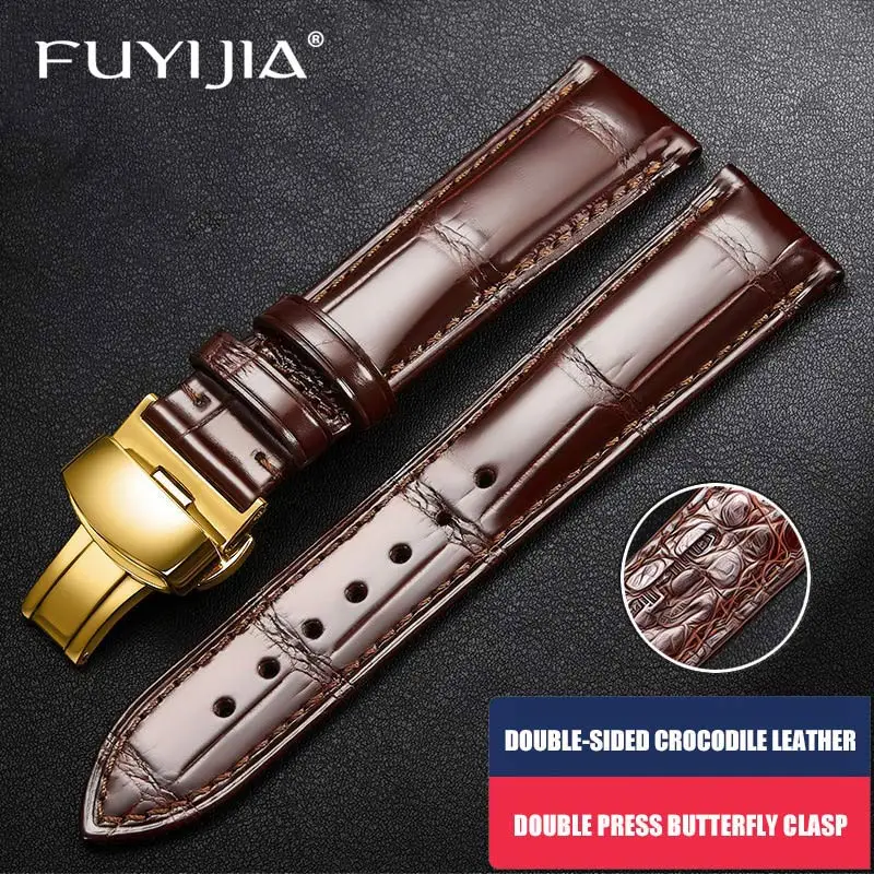 FUYIJIA оригинальные Ремешки для наручных часов из крокодиловой кожи 18 мм 19 20 21 22