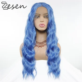 

ZESEN Synthetic 13×4 Lace Front Wig For Women Long Short Blue Water Wave Hair Wigs Cosplay Wigs Heat Resistant