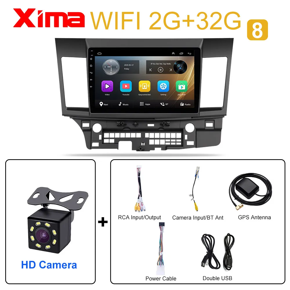 10 Inch 2din Car Android 9.0 Car DVD Player for Mitsubishi Lancer 2008 2009 2010- Car Radio GPS Navigation Multimedia Player - Цвет: RAM 2G YS-CAM