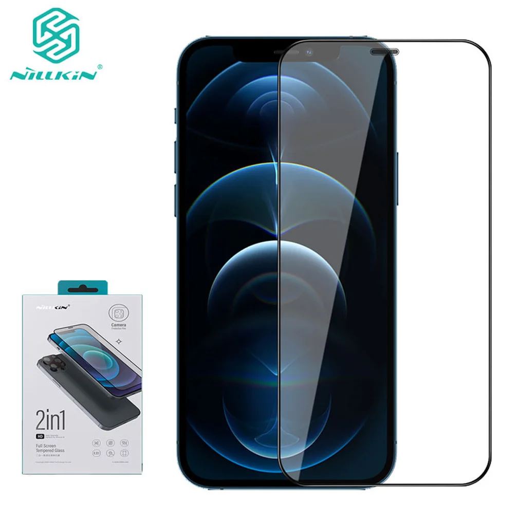 For iphone 12/12 Pro Screen Protector Nillkin 2-in-1 HD Full Screen Tempered Glass For Apple iPhone 12 Pro Max /12 mini Film