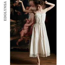 Осенняя одежда для сна, сексуальная белая хлопковая ночная рубашка с бретельками размера плюс, Женская домашняя одежда, ночное платье, ночное белье T556