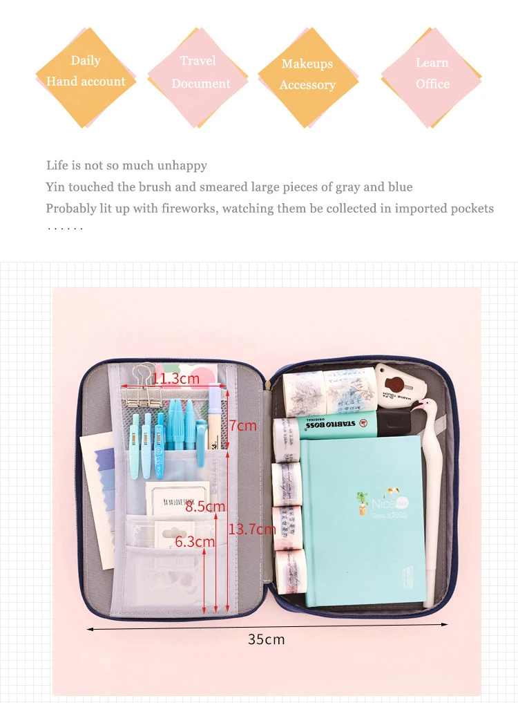1 шт., южнокорейская креативная канцелярская сумка для девочек и мальчиков, вместительная сумка для карандашей, чехол для карандашей, школьные милые офисные принадлежности
