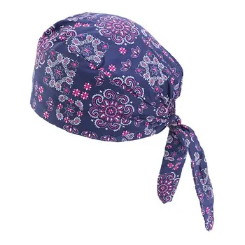 

Scrub Cap with Sweatband Paisley Star Durag Skull Doctor Bouffant Hat L9BE