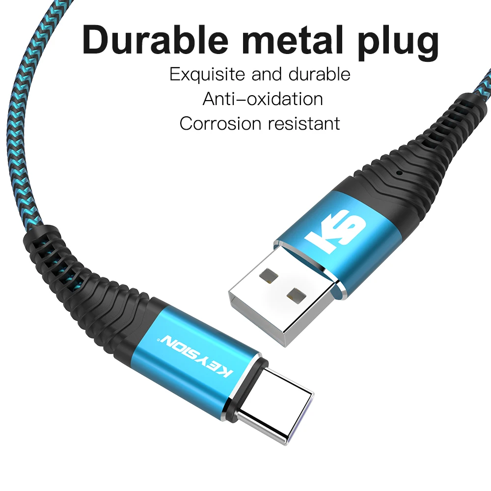 Кабель KEYSION 3.1A для быстрой зарядки USB Type C кабель зарядного устройства