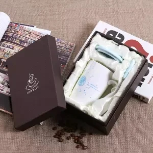 Креативная керамическая чашка с крышкой с ложкой, кофейная чашка, чашка для воды с крышкой, чайная чашка, чашка для молока, Студенческая кружка, стакан, чашка из нержавеющей стали - Цвет: 400ML set