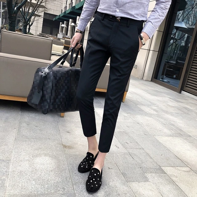 2023 New Brand Winter Ankle-Length Pants Men Stretch Business Suit Classic  Black Grey Korea Straigh Casual Formal Trousers Male