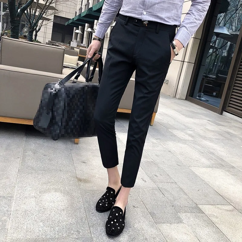 Мужская формальная костюм со штанами с вышивкой брюки Pantalon офисные мужские