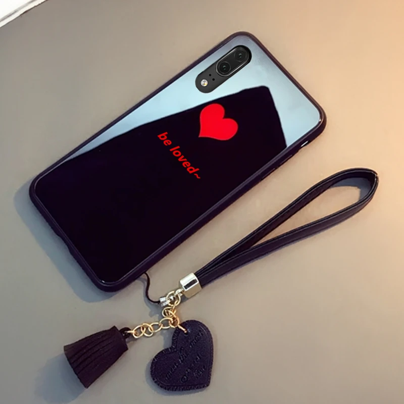 BLACK Чехол и ремешок для Xiaomi Redmi Note 8 чехол для телефона для Xiaomi Redmi Note 8 7 Pro Роскошный чехол для телефона с сердцем - Цвет: BLACK