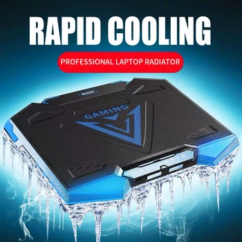 

laptop cooling pad notebook stand Height Adjustable five fan TWO USB LED light accessories for 12-17inch Gaming Laptop Cooler