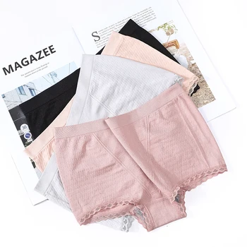 

3 Pcs Japanese Modal Warm Palace Mid-rise Hips Lifiting Boxer Briefs Women's 2019 Lace Solid Color Breathable Female Briefs 6905